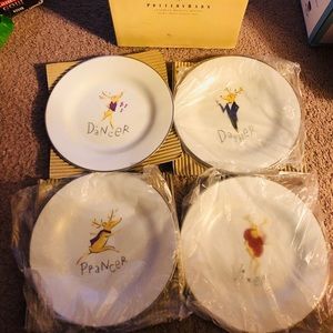 Pottery Barn Reindeer - 4 Dessert/ Salad plates